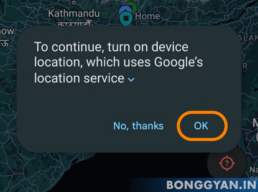 Click on OK to give google map your location permission. So google could find where you are and your current location
